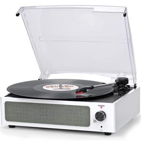 Vinyl Record Player with Speaker Vintage Turntable for Vinyl Records, Belt-Driven Turntable ...