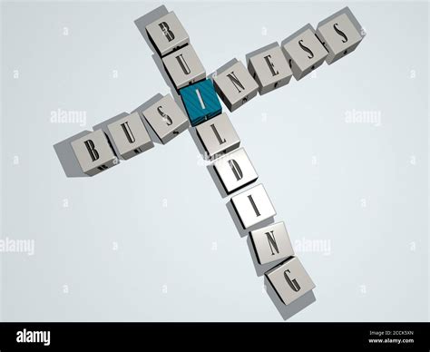 BUSINESS BUILDING crossword by cubic dice letters, 3D illustration ...