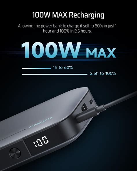 CUKTECH 25000mAh Power Bank, Dual 100W USB C Laptop India | Ubuy