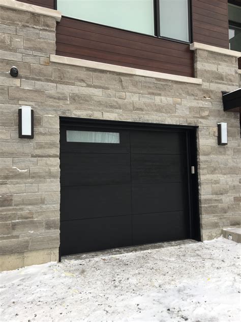 Modern Black Wood Grain Garage Door - Modern Doors