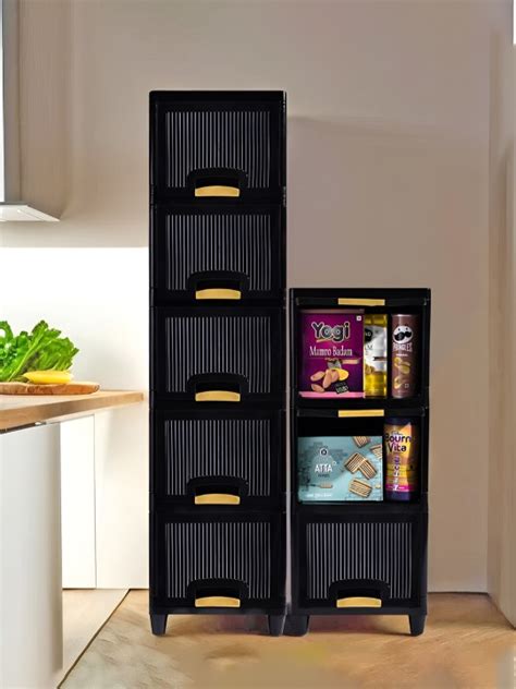 Kuber Industries Black 8 Pieces Regular Folding Cabinet Storage ...