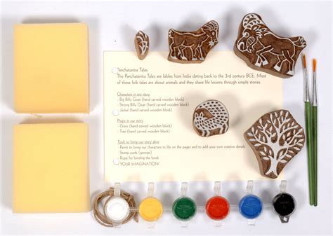DIY Wooden Block Printing Craft kit Print your own Panchtantra Story b ...