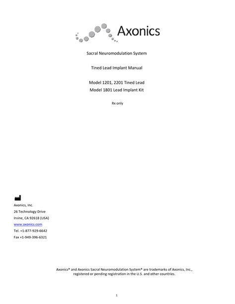 Axonics 2024 Sacral Neuromodulation Therapy User Guide