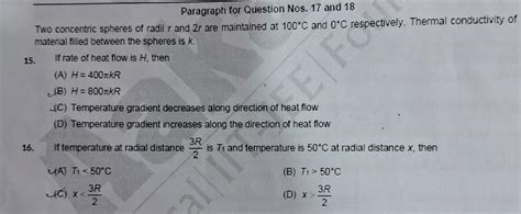 Paragraph for Question Nos. 17 and 18 Two concentric spheres of radii r ...