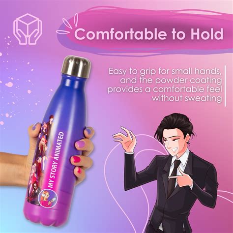 MY STORY ANIMATED 17oz Stainless Steel Water Bottle with Strap & India ...