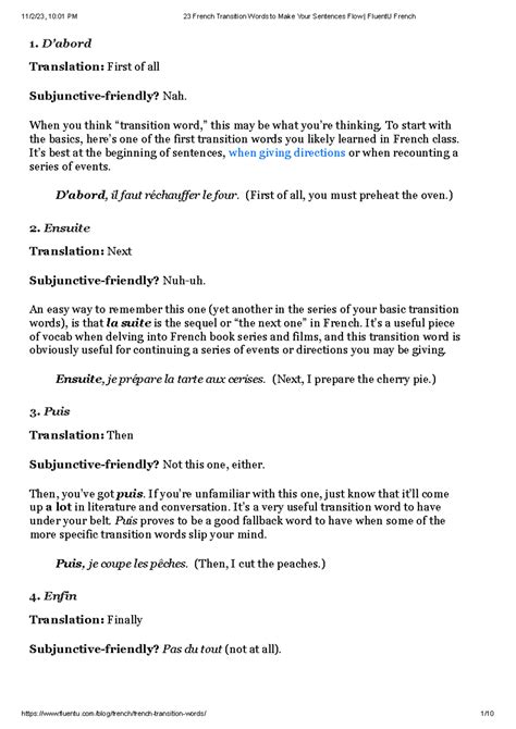 23 French Transition Words to Make Your Sentences Flow Fluent U French ...