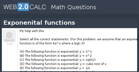 View question - Exponenital functions