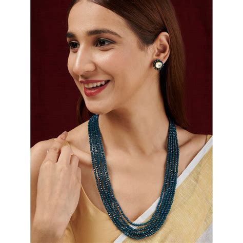 Buy Teejh Jalsa Blue Beaded Necklace Set Online