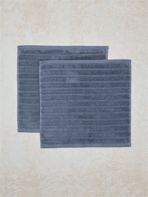 Buy Westside Home Dark Blue Self-Striped Face Towel (Set of 2) from ...