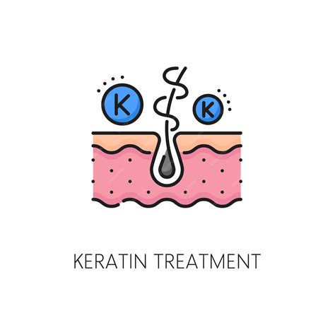 Premium Vector | Hair care keratin treatment outline color icon