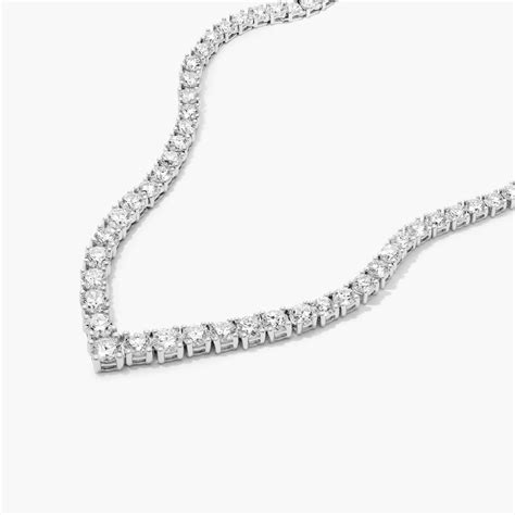 14K White Gold Chevron Lab-Grown Diamond Tennis Necklace-81760w14l