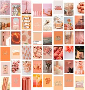Peach Wall Collage Kit | 50pcs + Free Tape | 4x6in Each | Posters: Dorm ...