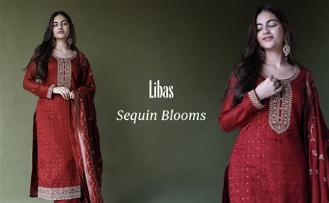 Libas Womens Embroidered Silk Blend Straight Kurta With Trousers and ...