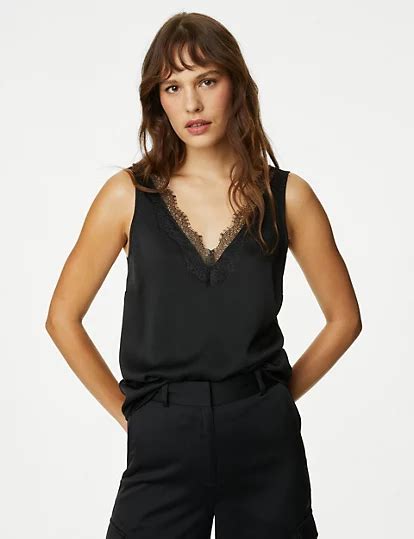 V-Neck Lace Detail Cami Top