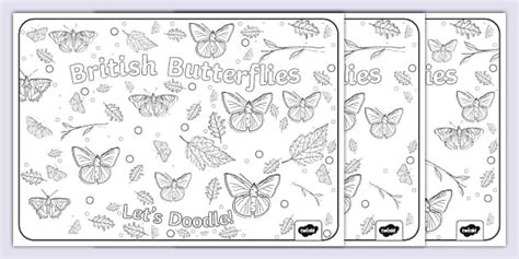 British Butterflies Doodle Colouring Pages - KS1 - Minibeast
