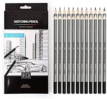 MILLENSIUM 24 Drawing Pencils Set, Art Sketching Pencils 14B, 12B, 10B ...