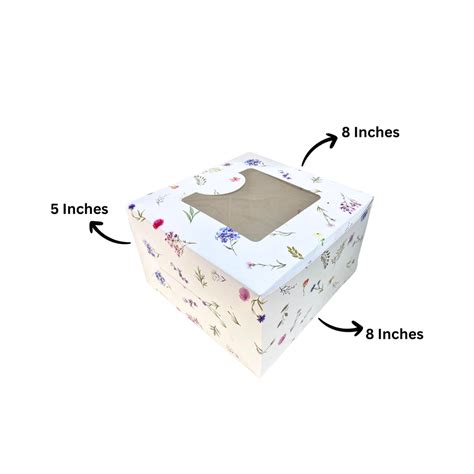 Floral Cake Box 1/2 Kg- 8x8x5 inches – Let's Box It