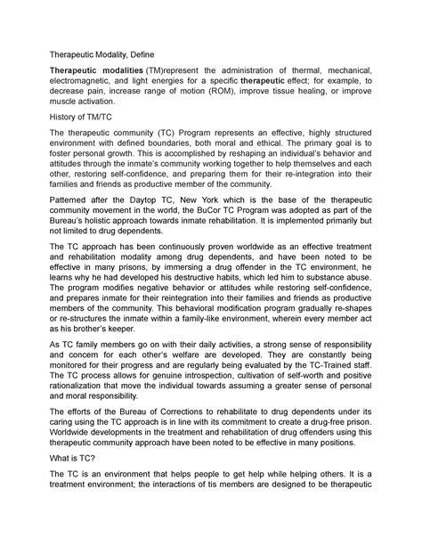 CRIM3 Lecture - Therapeutic Modality, Define Therapeutic modalities (TM ...