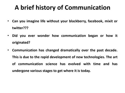 SOLUTION: A brief history of communication - Studypool