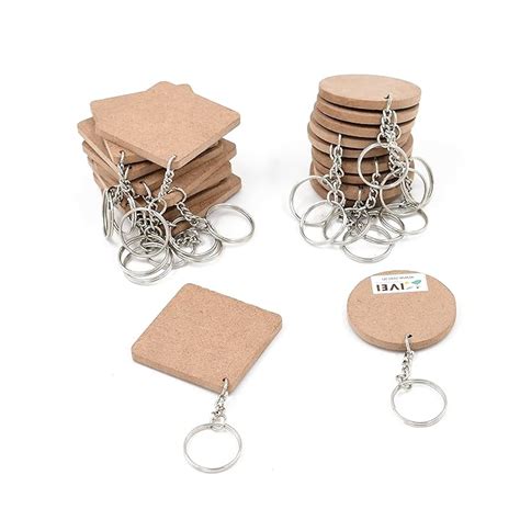 IVEI Diy Mdf Key Chains - Mdf Plain Square Key Chains - Set Of 20-2 In ...