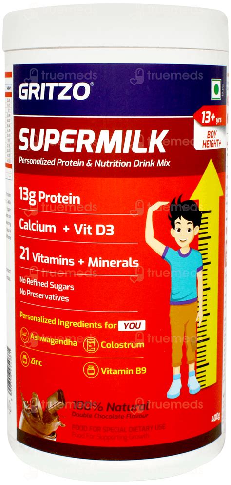Gritzo Supermilk 13 Yrs Boy Height Double Chocolate Flavour Powder ...