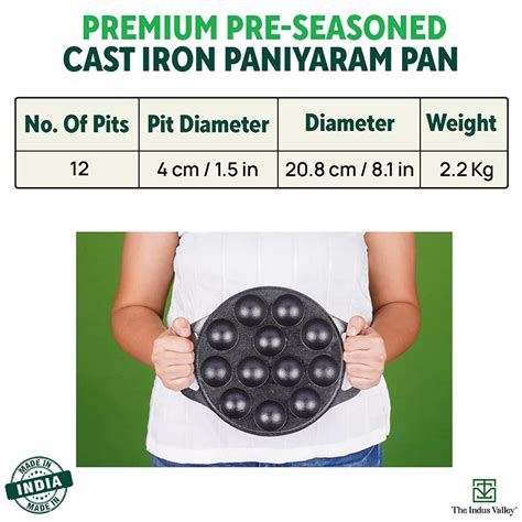 Buy Best Cast Iron Kuzhi Paniyaram/Appe/Ponganalu Pan 12 Pit Online ...