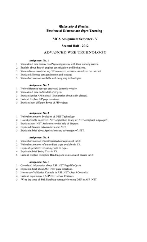 AWTassign - University of Mumbai Institute of Distance and Open ...