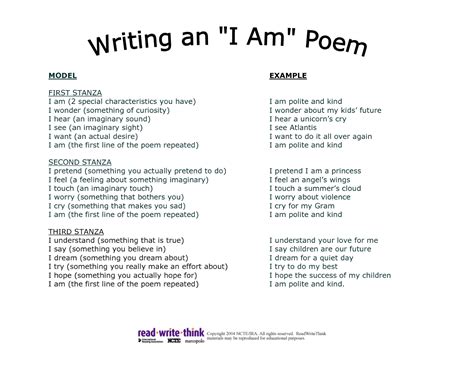 Writing An I Am Poem Examples