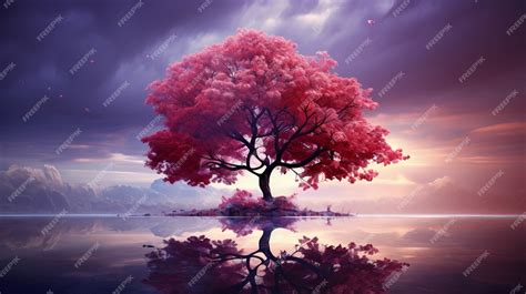 Paisagem magenta da fantasia da natureza | imagem gerada com IA