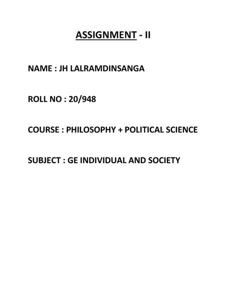 Document 4 - my work - ASSIGNMENT - II NAME : JH LALRAMDINSANGA ROLL NO ...