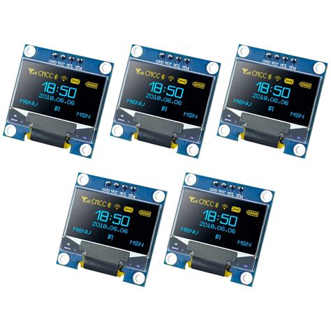 Hosyond 5 Pcs 0.96 Inch OLED I2C Display Module 128x64 Pixel Screen IIC ...