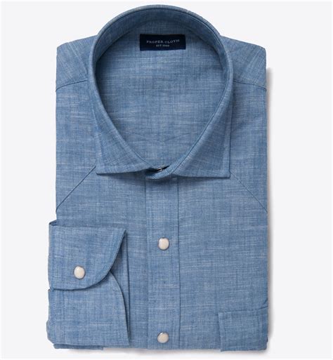 Japanese Light Indigo Slub Chambray Dress Shirt by Proper Cloth