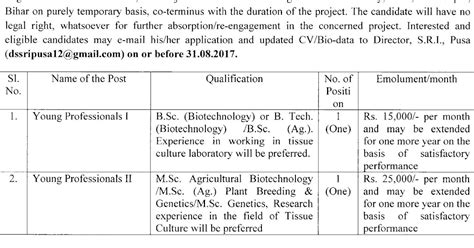 PUSA University Agricultural Biotech Project Openings