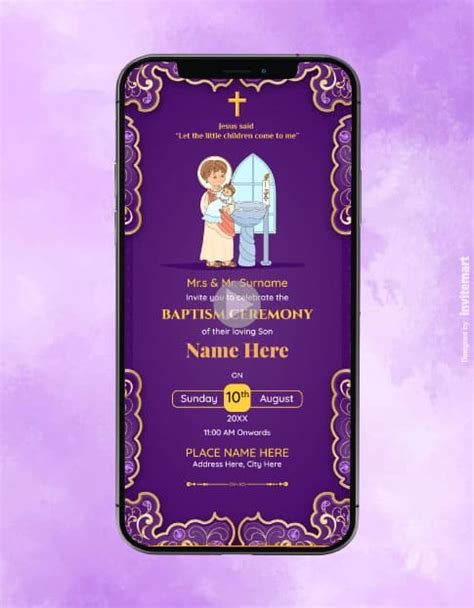 Baptism Invitation Video | Royal Purple Christian Ceremony for Baby Bo ...