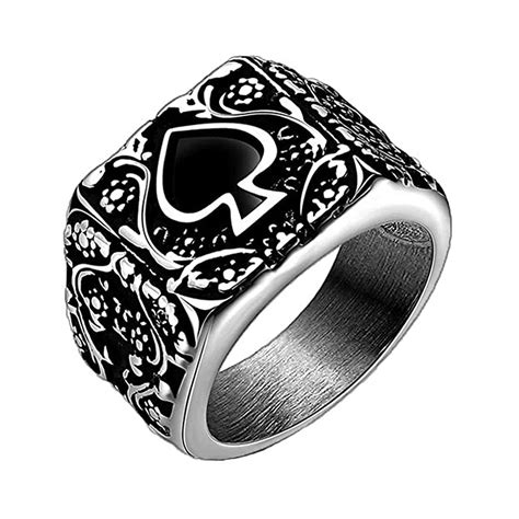 Buy Yellow Chimes Rings for Men Stainless Steel Silver Black Spade ...