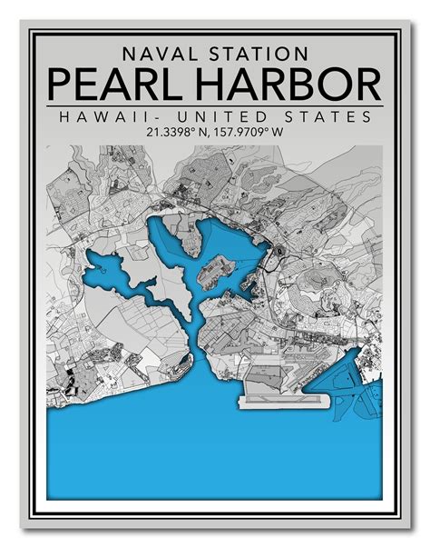 Wall Art Map of Naval Station Pearl Harbor Hawaii | Etsy