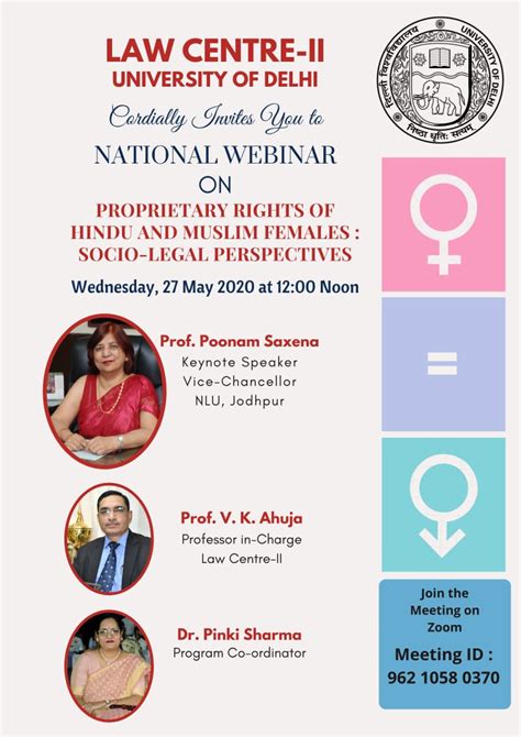 National Webinar on Proprietary Rights of Hindu and Muslim Females ...