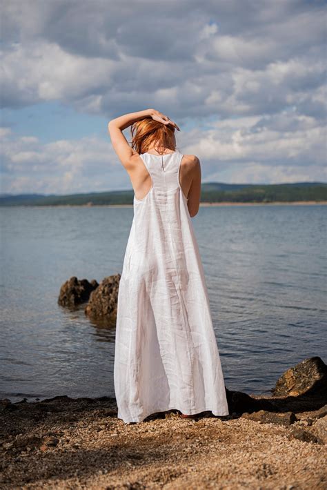 White Linen Dress for Women Linen Summer Maxi Dress Linen - Etsy