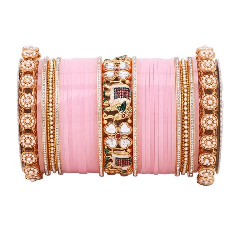 Bridal Chura with Pastel Colours & Kundan Elephant Kada | Punjabi Wedd ...