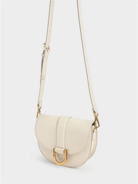 Cream Gabine Saddle Bag - CHARLES & KEITH IN