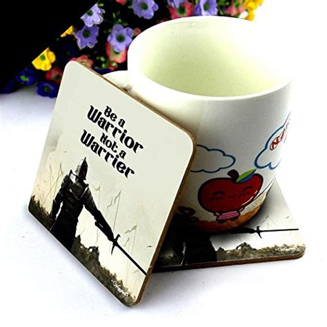 CRAZYINK Premium Be a Warrior Printed Wooden Coasters Set of 6 (4 inch ...