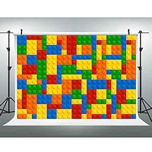 EOA 7(W) x5(H) FT Brick Birthday Party Backdrop Colorful Building Chips ...