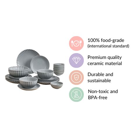 Grey Scalloped 22 Piece Dinner Set For 6 Online - Premium Dinner Set ...