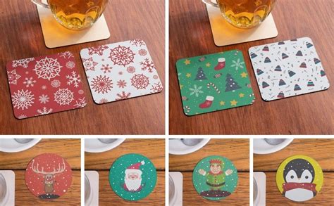 TheYaYaCafe Christmas Gifts, Merry Christmas Wooden Tea Coasters for ...