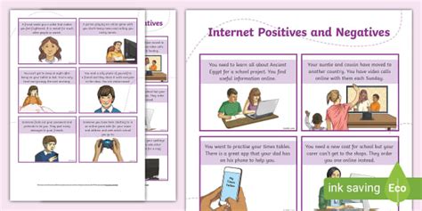 Internet Positives and Negatives LKS2 Sorting Cards - Twinkl