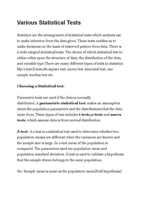 Statistical Tests Overview: Types, Applications, and Hypothesis Testing ...