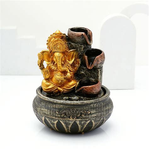 Lord Ganesha Spiritual Fountain with LED Light for Home Decor