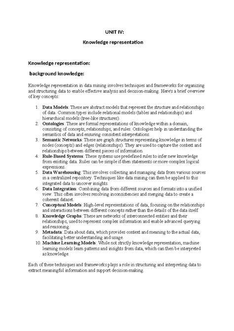 UNIT IV - Advanced Databases and Mining - UNIT IV: Knowledge ...