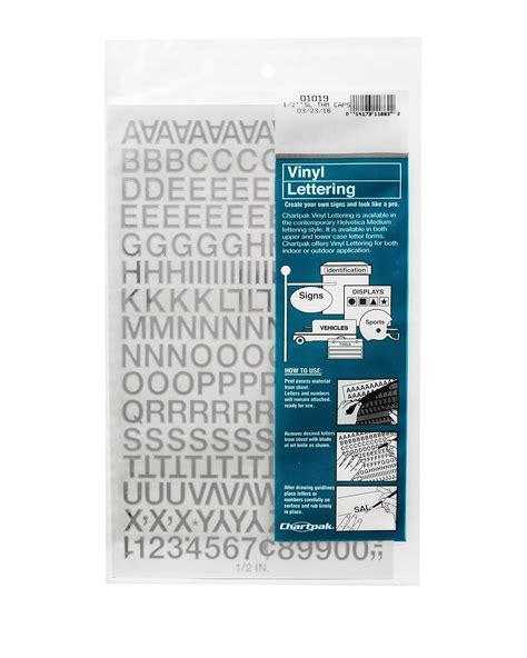 Chartpak 1/2-inch Silver Stick-on Vinyl Letters & Numbers , Full Sheet ...