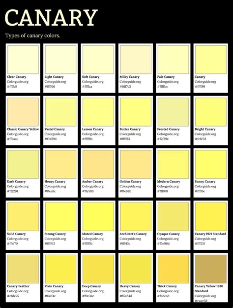 24 Types of Canary Color - Colorguide.org